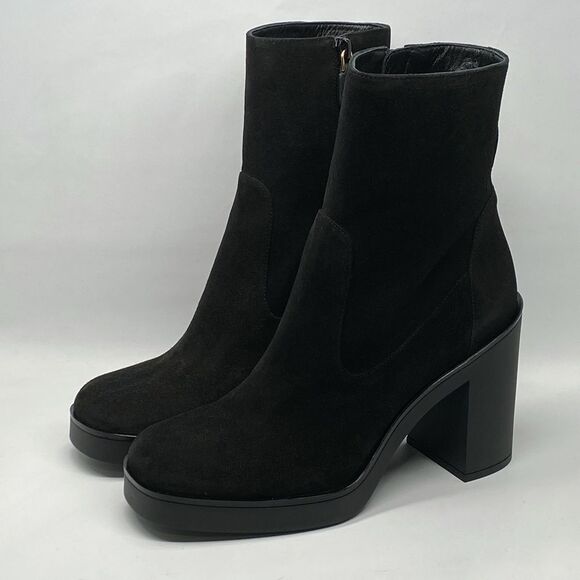 Stuart Weitzman Suede Platform Zipped Booties size 9.5 - Picture 4 of 13